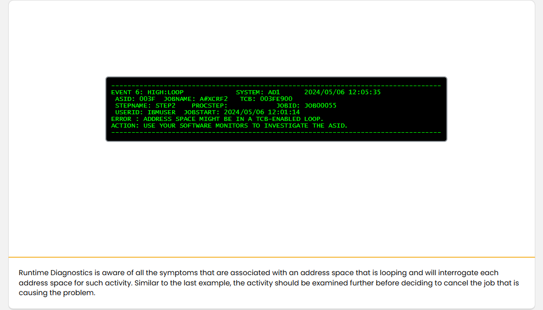 Categorizing Problems Using Runtime Diagnostics: Categorizing Problems - Loop Detection screenshot