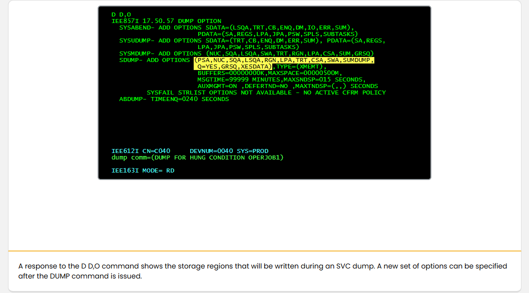 Obtaining SVC Dumps for Problem Analysis Partial Dumps: Obtaining SVC Dumps for Problem Analysis - SDUMP Options screenshot
