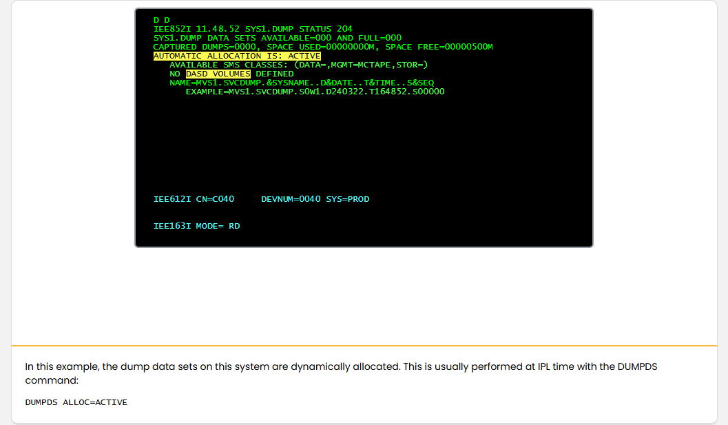Preparing for Dumps SVC Dump Data Sets: Preparing for Dumps - Dynamic SVC Dump Data Set Allocation screenshot