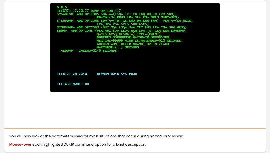 Preparing for Dumps SVC Dump Options: Preparing for Dumps - SVC Dump Options screenshot