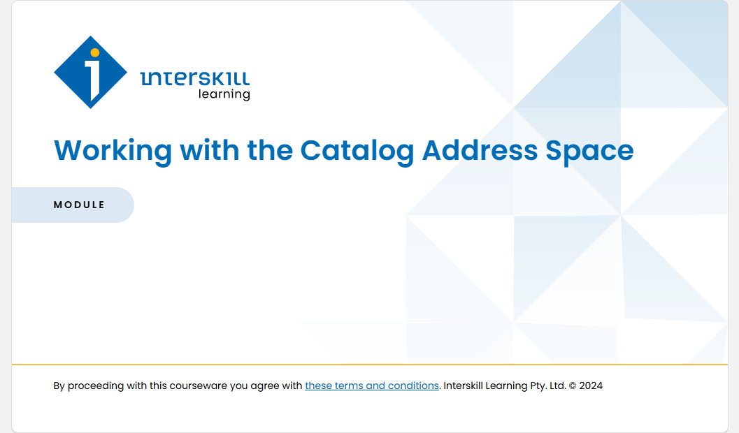 Working with the Catalog Address Space Working with the Catalog Address Space - Working with the Catalog Address Space screenshot